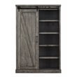 Pemberly Row 8-Shelf Wood Bookcase with Sliding Door in Gray