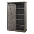 Pemberly Row 8-Shelf Wood Bookcase with Sliding Door in Gray