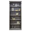 Pemberly Row Contemporary 5-Shelf Farmhouse Wood Bookcase in Gray