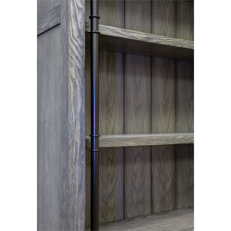 Pemberly Row Contemporary 5-Shelf Farmhouse Wood Bookcase in Gray