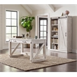 Pemberly Row 8-Shelf Wood Bookcase with Sliding Door in White