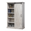 Pemberly Row 8-Shelf Wood Bookcase with Sliding Door in White