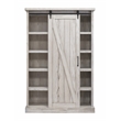 Pemberly Row 8-Shelf Wood Bookcase with Sliding Door in White
