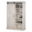 Pemberly Row 8-Shelf Wood Bookcase with Sliding Door in White