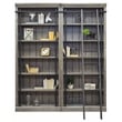 Pemberly Row 8' Tall Bookcase Wall With Ladder Storage Organizer Display in Gray