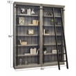 Pemberly Row 8' Tall Bookcase Wall With Ladder Storage Organizer Display in Gray
