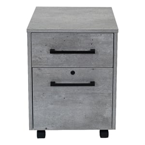 Pemberly Row Concrete Gray 2-Drawer Wood Laminate Filing Cabinet Fully Assembled