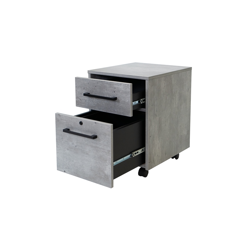 Pemberly Row Concrete Gray 2-Drawer Wood Laminate Filing Cabinet Fully Assembled