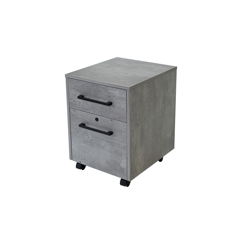 Pemberly Row Concrete Gray 2-Drawer Wood Laminate Filing Cabinet Fully Assembled
