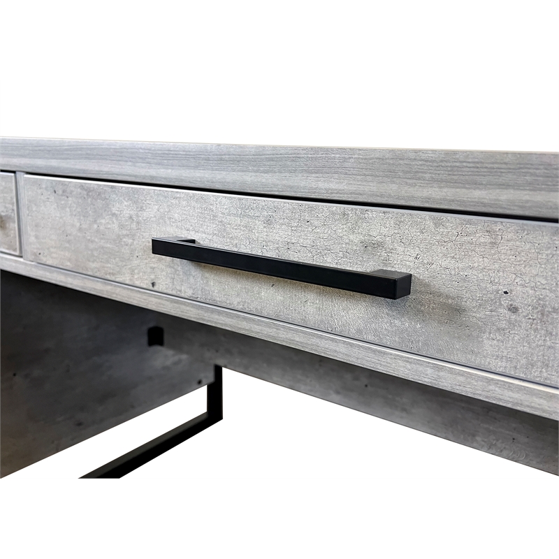 Pemberly Row Wood Laminate Office Writing Desk Office Storage in Concrete Gray