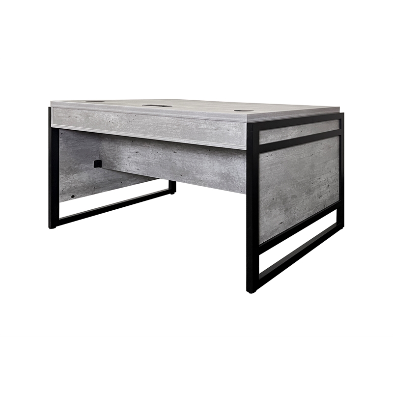 Pemberly Row Wood Laminate Office Writing Desk Office Storage in Concrete Gray