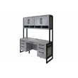 Pemberly Row Wood Laminate Hutch Office Storage Fully Assembled in Gray