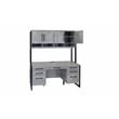 Pemberly Row Wood Laminate Hutch Office Storage Fully Assembled in Gray
