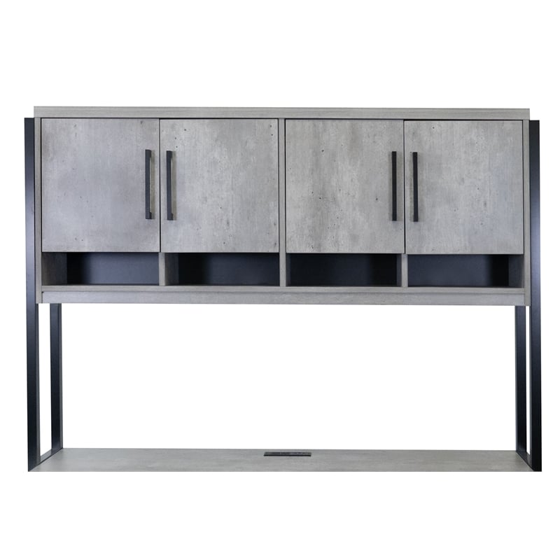 Pemberly Row Wood Laminate Hutch Office Storage Fully Assembled in Gray