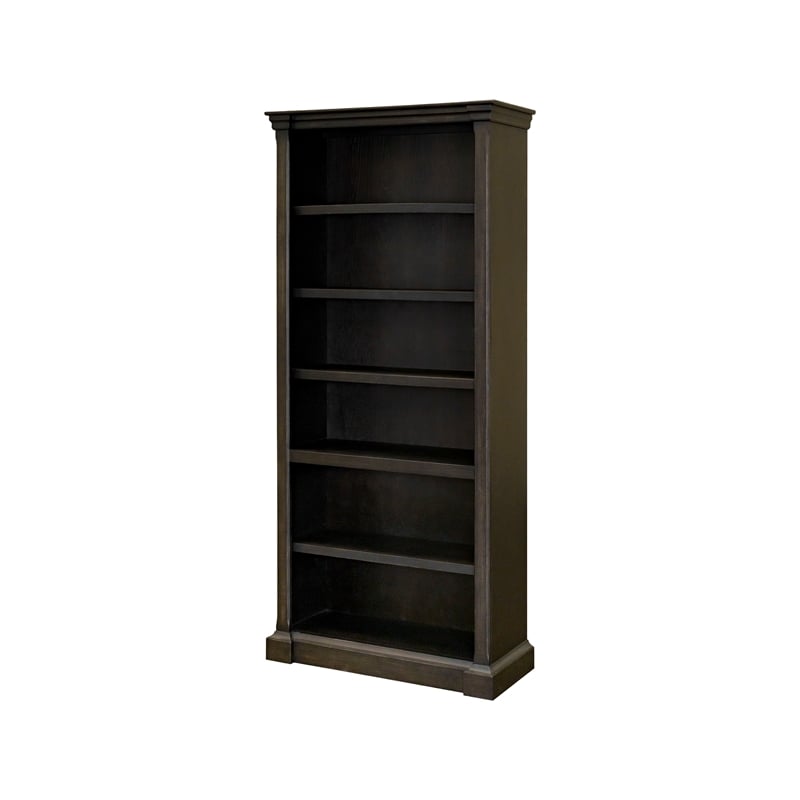 Pemberly Row Wood Open Bookcase Office Shelving Storage Cabinet in Dark Brown
