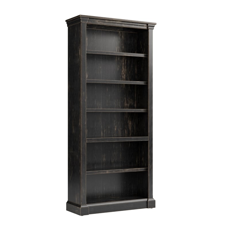 Pemberly Row Wood Open Bookcase Office Shelving Storage Cabinet in Dark Brown