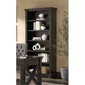 Pemberly Row Wood Open Bookcase Office Shelving Storage Cabinet in Dark Brown