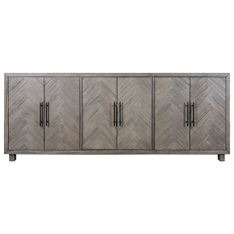 Pemberly Row 6-Door Wood TV Console Entertainment Stand Fully Assembled in Gray