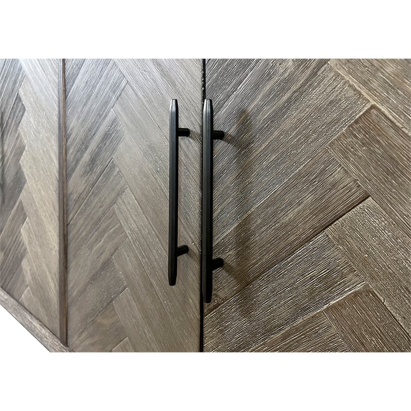 Pemberly Row 6-Door Wood TV Console Entertainment Stand Fully Assembled in Gray