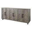 Pemberly Row 6-Door Wood TV Console Entertainment Stand Fully Assembled in Gray