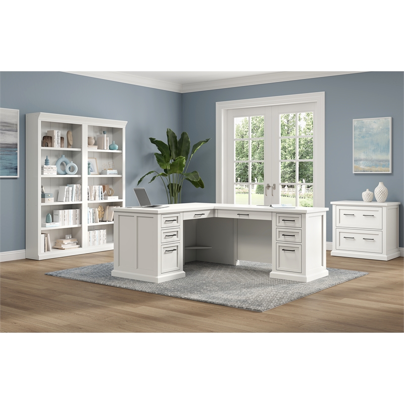 Pemberly Row Modern Wood Open Bookcase Office Bookcase Fully Assembled in White
