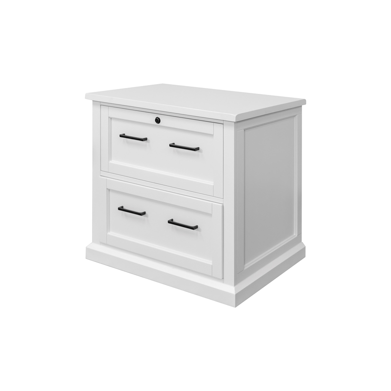Pemberly Row White Wood Lateral File Office Lateral File Storage Fully Assembled