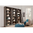 Pemberly Row 8' Gray Tall Wood Bookcase Wall With Ladder Aged Office Bookcases