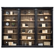 Pemberly Row 8' Black Tall Wood Bookcase Wall With Ladder Aged Office Bookcases