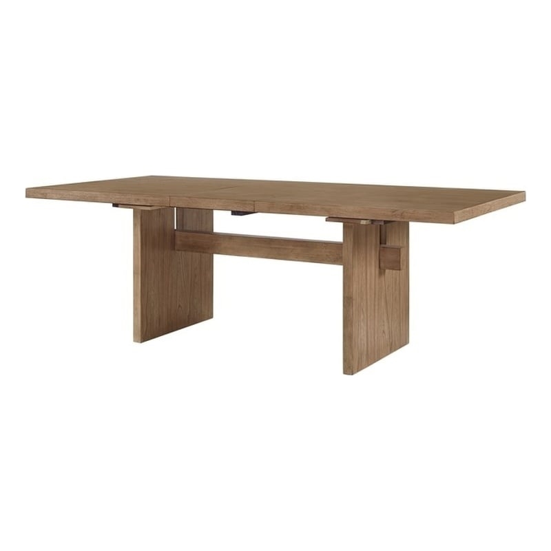 Pemberly Row Coastal Wood Kitchen Dining Table in Brown Wood