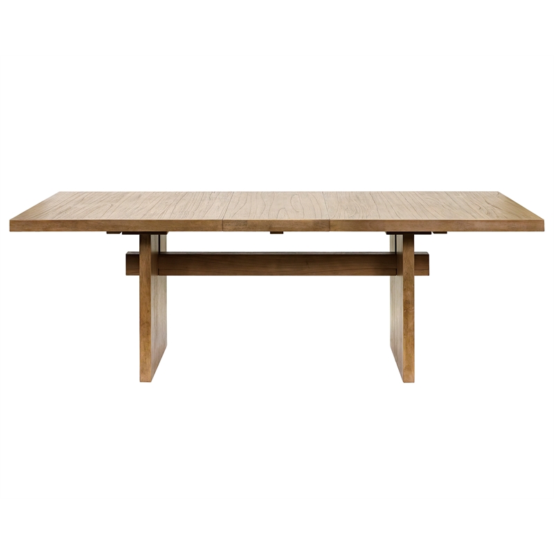 Pemberly Row Coastal Wood Rectangular Kitchen Table with Eight Chairs in Brown