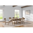 Pemberly Row Coastal Wood Rectangular Kitchen Table with Eight Chairs in Brown