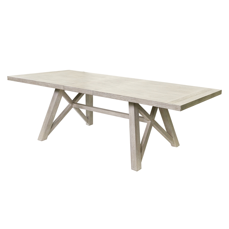 Pemberly Row Rectangular Kitchen Table With Eight Chairs in Light Tan Wood