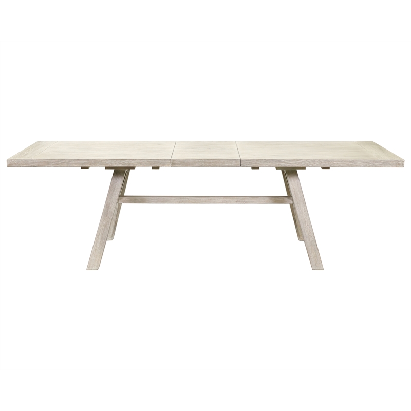 Pemberly Row Rectangular Kitchen Table With Eight Chairs in Light Tan Wood