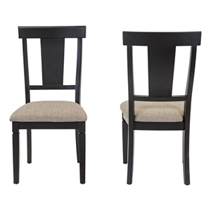 Pemberly Row Two Wood Traditional Kitchen Table Chairs Dining Seats in Black