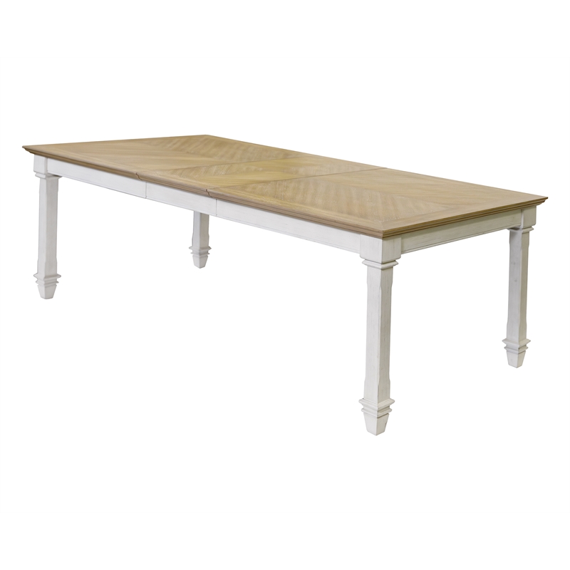 Pemberly Row Wood Kitchen Extension Dining Table and Eight Chairs in White