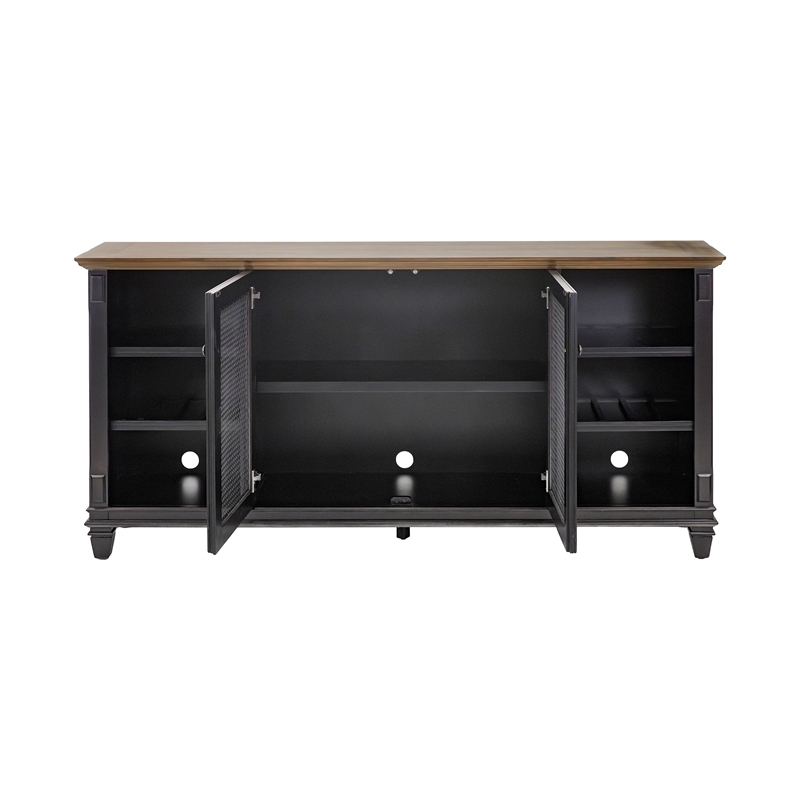 Pemberly Row Wood Sideboard Dining Storage TV Stand Fully Assembled in Black