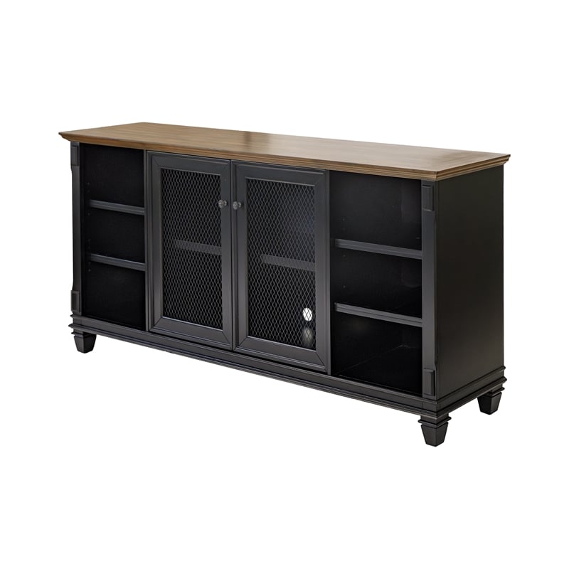 Pemberly Row Wood Sideboard Dining Storage TV Stand Fully Assembled in Black