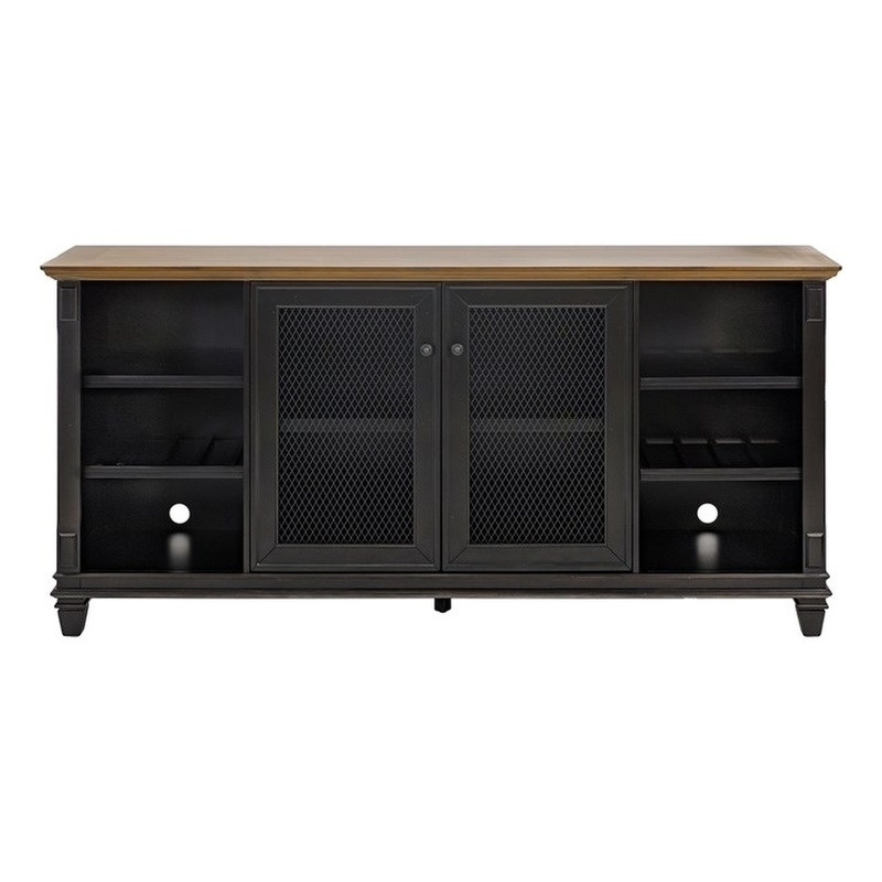 Pemberly Row Wood Sideboard Dining Storage TV Stand Fully Assembled in Black