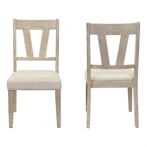 Pemberly Row Two Wood Farmhouse Kitchen Table Chairs Dining Seats in Brown