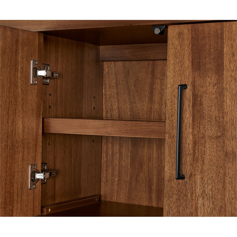 Pemberly Row Modern Wood Hutch With Doors Fully Assembled in Rich Medium Brown