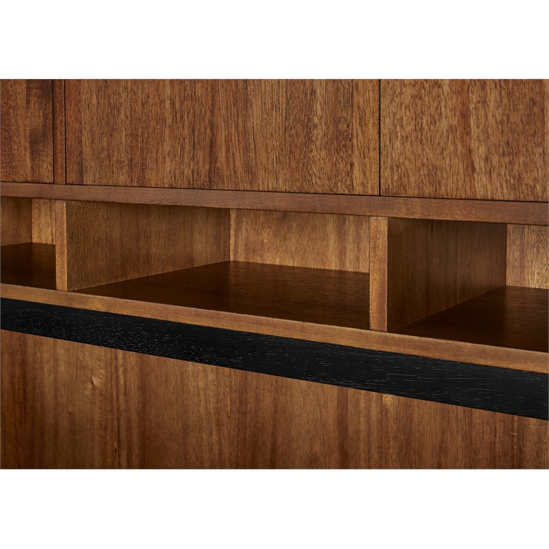 Pemberly Row Modern Wood Hutch With Doors Fully Assembled in Rich Medium Brown