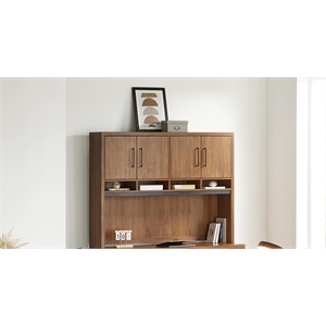 Pemberly Row Modern Wood Hutch With Doors Fully Assembled in Rich Medium Brown
