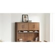 Pemberly Row Modern Wood Hutch With Doors Fully Assembled in Rich Medium Brown