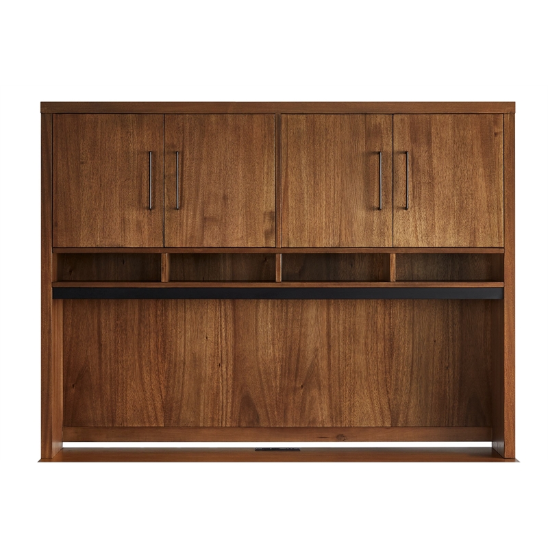 Pemberly Row Modern Wood Hutch With Doors Fully Assembled in Rich Medium Brown