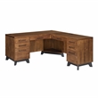 Pemberly Row Modern Double Pedestal L-Desk Wood Office Desk in Rich Medium Brown
