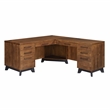 Pemberly Row Modern Double Pedestal L-Desk Wood Office Desk in Rich Medium Brown