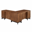 Pemberly Row Modern Double Pedestal L-Desk Wood Office Desk in Rich Medium Brown