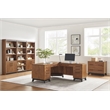 Pemberly Row Modern Double Pedestal L-Desk Wood Office Desk in Rich Medium Brown
