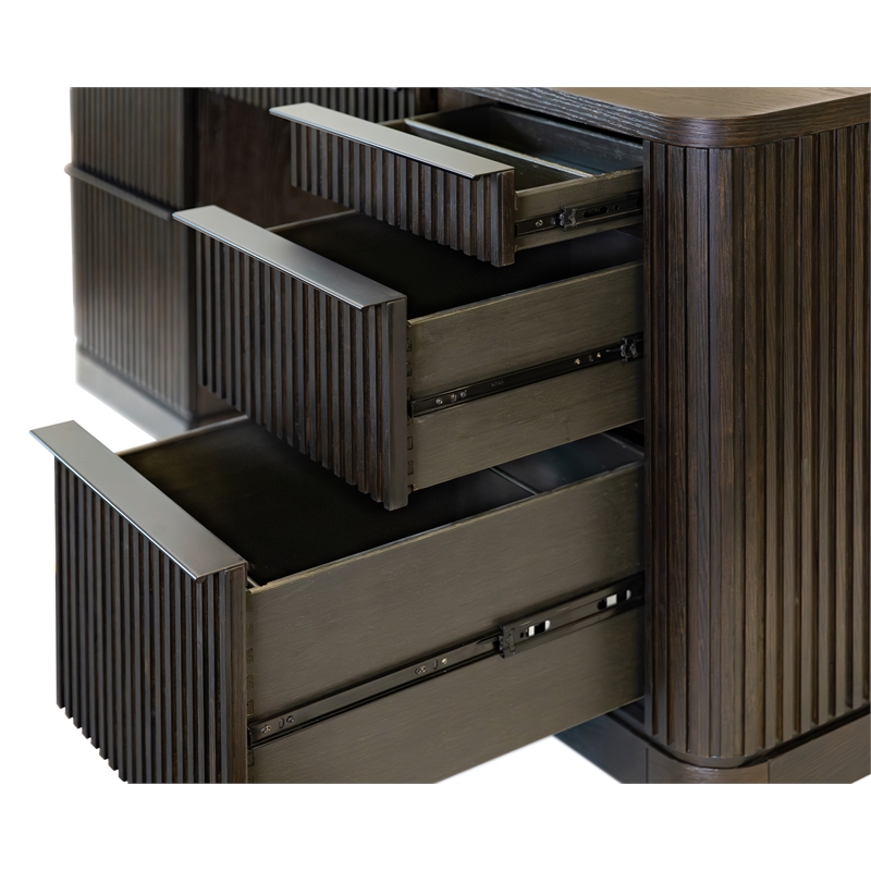 Pemberly Row Double Pedestal Wood Desk Office Writing Table in Brown