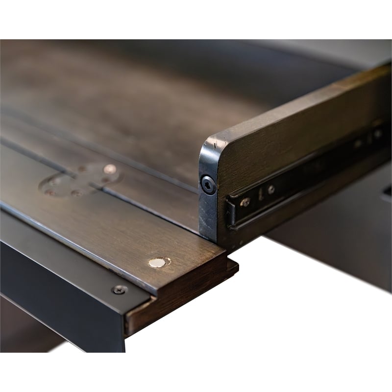 Pemberly Row Double Pedestal Wood Desk Office Writing Table in Brown